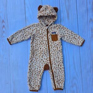 Patagonia Fussy Friends Bunting Animal Print Fleece Toddler 2T One Piece Zip